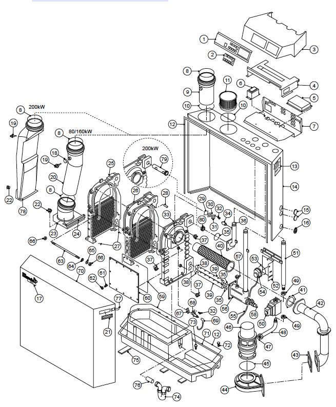 Schéma éclaté Vue Principale — Remeha REMEHA GAS 210 ECO V1 (2000 - 2005)